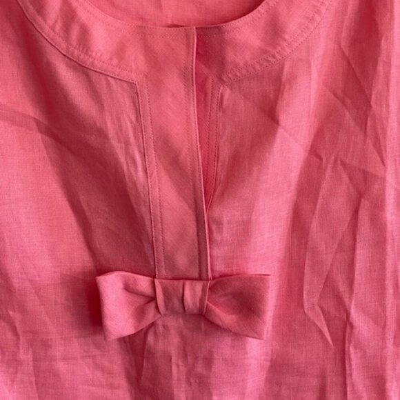 TALBOTS Linen Bow Accent Sleeveless Salmon Pink Top 8 - Picture 6 of 15
